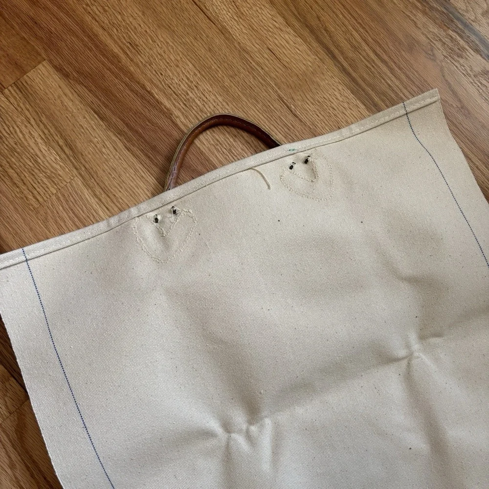 Vintage LL Bean Canvas Log Wood Carrier Leather Handles Freeport Maine 40x19.5